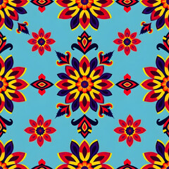 Zulu-inspired floral African vintage design in vibrant colors pattern.