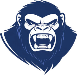 Deep Blue Gorilla Head Silhouette Symbolizing Strength and Power