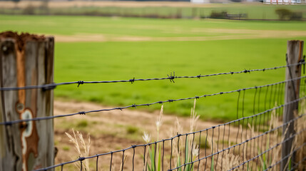 Fototapeta premium fence with barbed wire