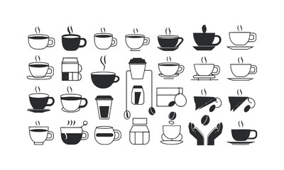 Modern vector illustration set of editable line icons of tea and coffee,, easily scalable and editable.