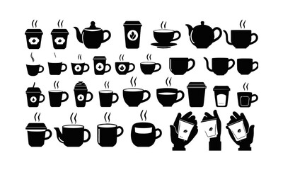 Modern vector illustration set of editable line icons of tea and coffee,, easily scalable and editable.