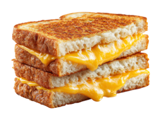 Cozy kitchen grilled cheese a home food photography guide. Isolated on transparent background, png.