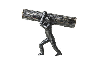 a figurine of a man carrying a log