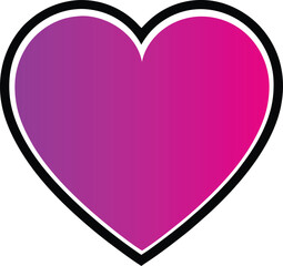 Gradient Pink Heart Icon with Bold Black Outline