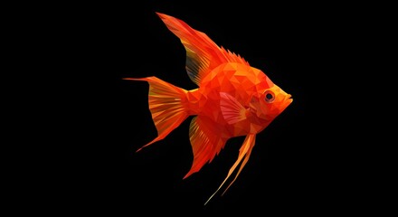 Fototapeta premium Geometric Angelfish Illustration in Vibrant Orange Tones