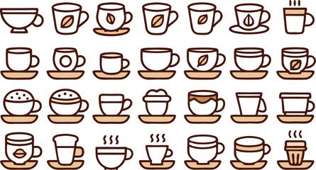 Vector illustration series of natural line art with elegant brown minimalist tones ideal for sustainable branding and product design elements