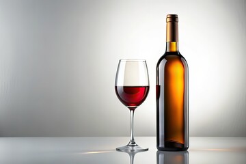 Wine Bottle & Glass on White - Rule of Thirds Photography