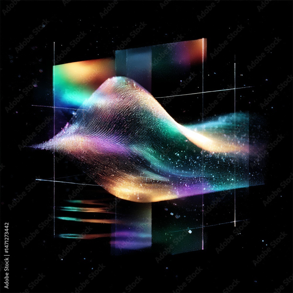 Aufkleber Abstract Data Waveform: A Symphony of Light and Color in a Structured Environment