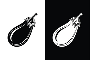 Simple Eggplant Vector. Isolated Vegetable Icon in Flat Color Style
