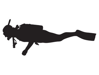 Obraz premium DIVING SILHOUETTE WHITE BACKGROUND