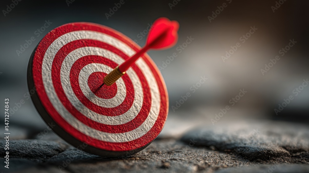 Poster goal outcome icon concept depicting objective to performance tracking for enhanced success metrics v