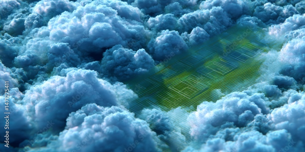 Aufkleber abstract visualization of tennis scores in digital patterns among vibrant clouds and atmospheric ele