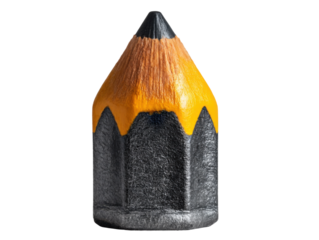 Creative pencil sculpture art gallery photography indoor close-up. Isolated on transparent background, png.