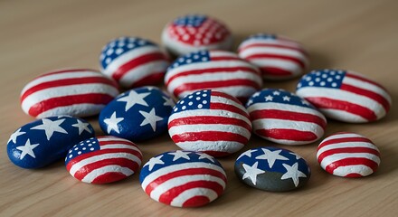 Obraz premium Patriotic Painted Rocks: American Flag Art