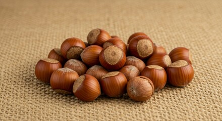 Obraz premium Hazelnuts on Burlap