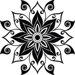 Bold Floral Mandala Design with Swirl Patterns