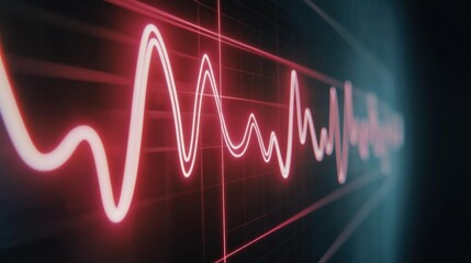 Neon Light Waveform on a Dark Background in Abstract Style