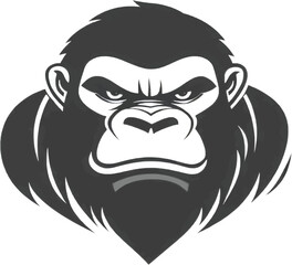 Intrepid gorilla head artwork with bold lines in graphic design style