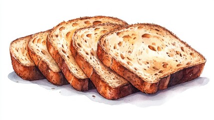 Hand-drawn illustration of toasted bread slices.