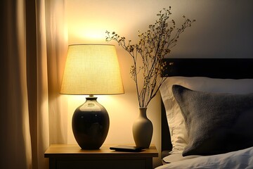 Elegant Bedroom Lamp with Vase Casting Warm Light for a Cozy and Sophisticated Ambiance
