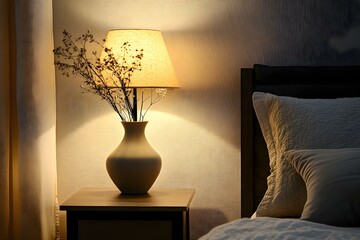 Elegant Bedroom Lamp with Vase Casting Warm Light for a Cozy and Sophisticated Ambiance
