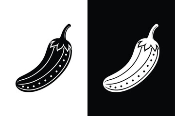 Hot Chili Pepper Vector. Black Silhouette Icon for Spicy Food Designs