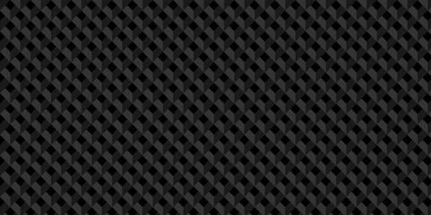 Dark black geometric cube creative concept triangle overlap square technology background. digital cubes fabric and wallpaper grid block texture background.	