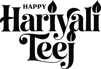 Happy Hariyali Teej Typography Design for Indian Festival Celebration on transparent Background.