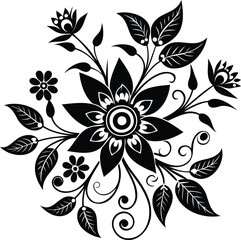 Floral Design with Leaves and Mandala Elements