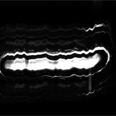 Bright waveform glitch pattern with intense contrast effect.