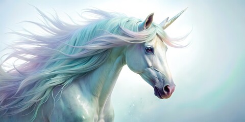 Obraz premium Ethereal Unicorn Watery Mane Minimalist Art