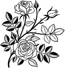 Natural Rose Bouquet Composition with Curved Stems