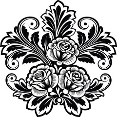 Victorian-Inspired Floral Cluster with Engraved Roses
