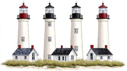 assorted lighthouse vector graphic design template set for sticker, decoration, cutting and print file HD 8K eid ul azha wallpaper Photographic Image