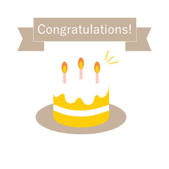 かわいいケーキとおめでとうアイコン