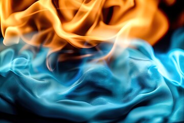 Obraz premium Fiery blue and orange flames