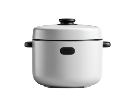 Cooking rice effortlessly in a modern kitchen with rice cooker. Isolated on transparent background, png.