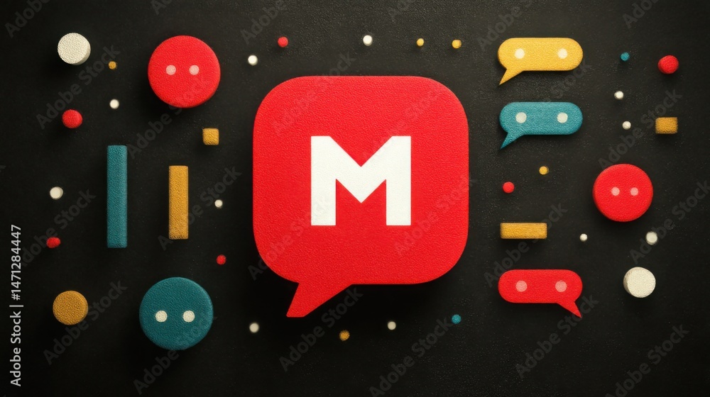 Poster comprehensive messaging direction guide icon concept representing voice structure and communication 