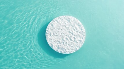 White circular tablet on teal background, ideal for health and wellness themes, showcasing simplicity and modern design.