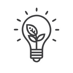 Green Energy Lightbulb Icon for Renewable Energy Websites, Sustainability Apps, Environmental Education Materials and Eco-Innovation Graphics