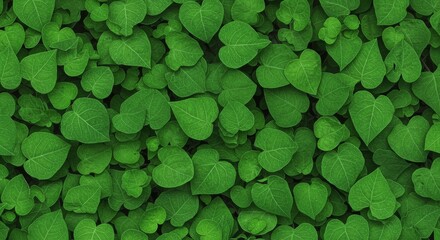 Close-up view of a vibrant pattern of heart-shaped leaves.