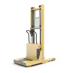 Fototapeta premium Stacker lift with warehouse equipment.