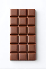 Fototapeta premium Milk Chocolate bar top view, isolated on a white background