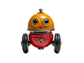 Playful robot toy imaginative studio digital artwork creative vibe. Isolated on transparent background, png.