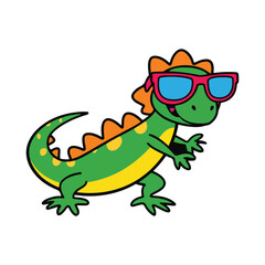 Fototapeta premium Solid Color Lizard Illustrations for World Lizard Day | Creative Vector Designs Featuring Lizards, Flowers, and Tropical Landscapes | Nature-Themed Artwork