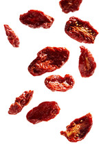 Fototapeta premium Falling Sun-Dried Tomatoes on Transparent Background, PNG
