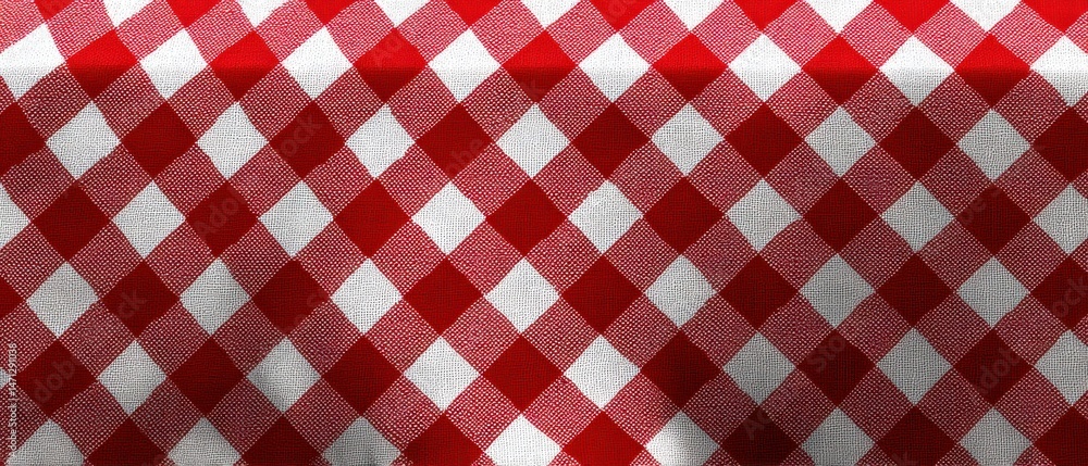 Poster classic red and white gingham tablecloth pattern close up shot for picnic or casual dining backdrop 