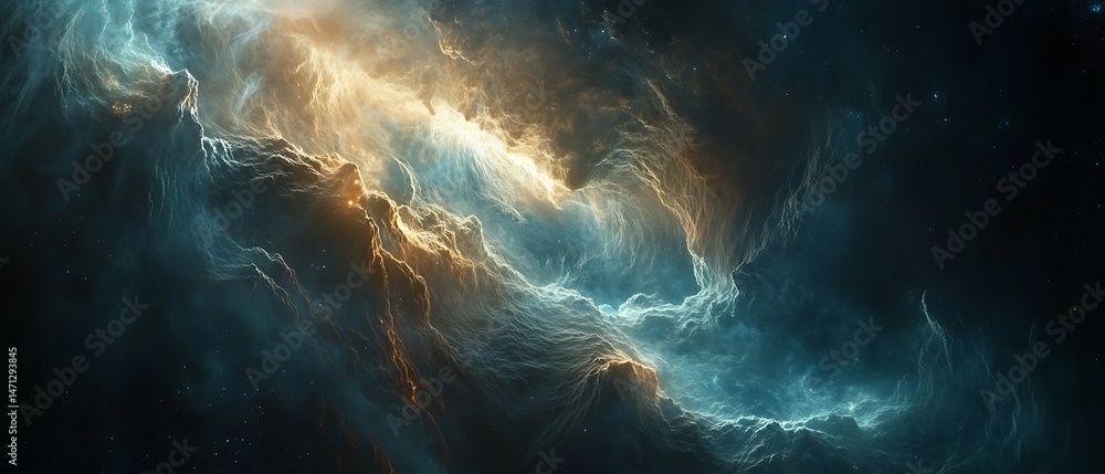 Canvas Prints hyper-realistic fantasy universe with swirling plasma clouds and high-detail cosmic waves.
