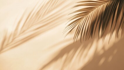 Obraz premium Soft shadows of tropical leaves on a beige background