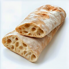 Freshly baked ciabatta loaves with a crisp crust and airy interior.